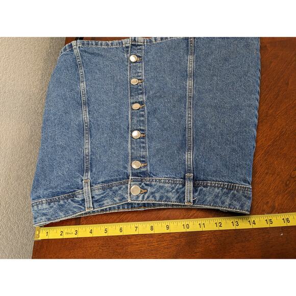 Divided by H&M Denim Mini Skirt Size 6 Blue Medium Wash Button Front Casual Work - Picture 6 of 9